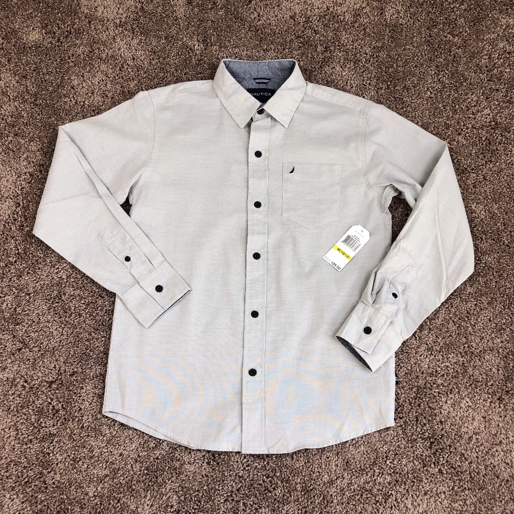 NWT Nautica Classic Blue Boy's Oxford Shirt Size M - Picture 1 of 4